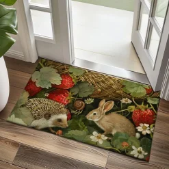 Hedgehog Fruits Doormat Kitchen Mat Floor Mat Non-Slip Area Rug Oil Proof Rug Indoor Outdoor Mat Bedroom Decor Bathroom Mat Entrance Rug