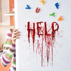 Help Letters Halloween Wall Stickers Scary Horror PVC Red Bloody Wall Clings Background Bloodstains Halloween Decorations Sticker Home Decor