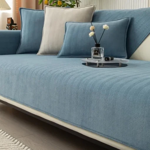 Herringbone Chenille Fabric Waterproof & Antifouling Sofa Covers - Elegant and Durable Design - Protects Against Spills, Stains, and Scratches