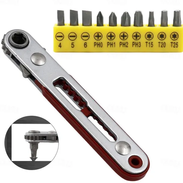 Hexagon Ratchet Spanner 1/4 Inch Mini Ratchet Wrench Screwdriver With Batch Head Set Spanner Screwdriver Hand Repair Tools