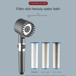 High Pressure 3-Mode Message Shower Head With Stop Button Handheld Water Saving Spray Nozzle Bathroom Accessories