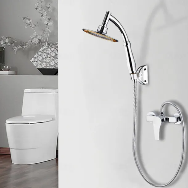 High Pressure Shower Head Bracket Hose Set 360 Degree Adjustment Water Saving Handheld Shower Head Bath Nozzle SPA Rainfall Turbo Shower Head Set for Bathroom