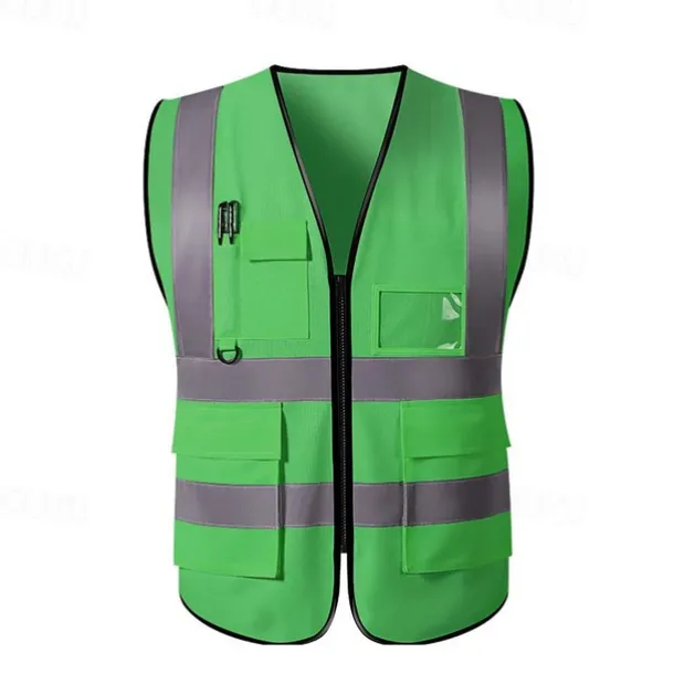 High Visibility Safety Vests with Pockets and Zipper Reflective Mesh Construction Vest for Men Women, Breathable Neon Working Vest for Traffic Work Outdoor Running Cycling Walking One size fits all