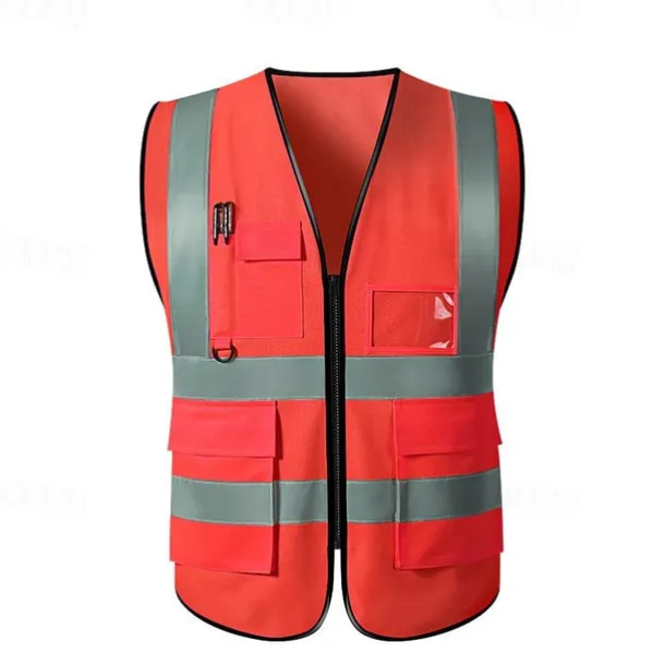 High Visibility Safety Vests with Pockets and Zipper Reflective Mesh Construction Vest for Men Women, Breathable Neon Working Vest for Traffic Work Outdoor Running Cycling Walking One size fits all