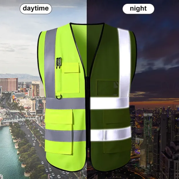 High Visibility Safety Vests with Pockets and Zipper Reflective Mesh Construction Vest for Men Women, Breathable Neon Working Vest for Traffic Work Outdoor Running Cycling Walking One size fits all
