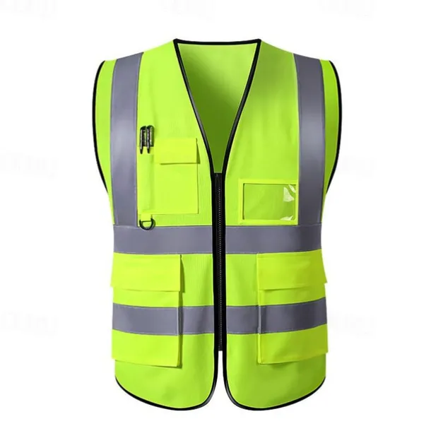 High Visibility Safety Vests with Pockets and Zipper Reflective Mesh Construction Vest for Men Women, Breathable Neon Working Vest for Traffic Work Outdoor Running Cycling Walking One size fits all
