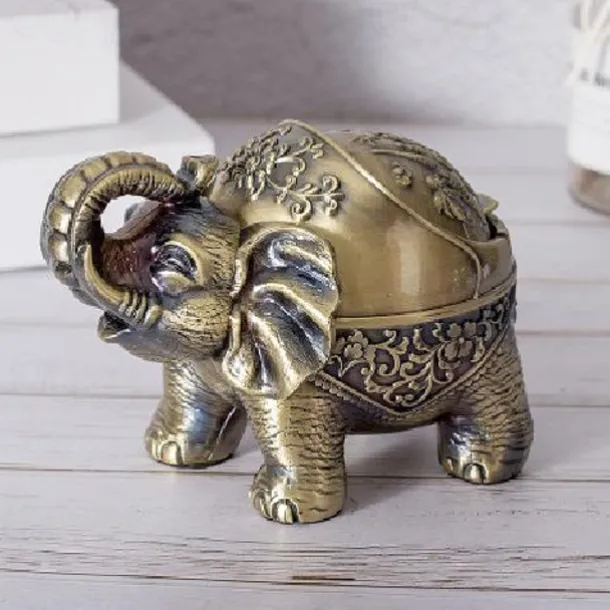 High-End Retro Metal Elephant Ashtray Personality Creative Trend Decoration Home Living Room Ashtray Office Decoration