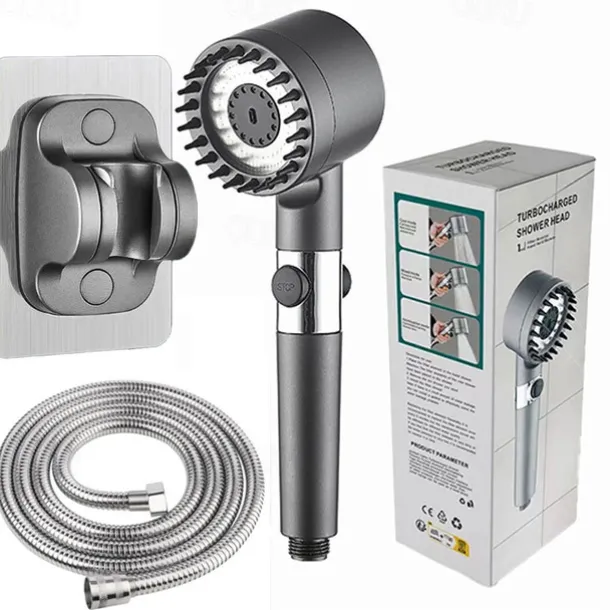 High-Pressure Handheld Shower Head Set - Includes Hose and Holder - Water-Saving Showerhead for Home Use - Perfect for Bathroom Upgrades