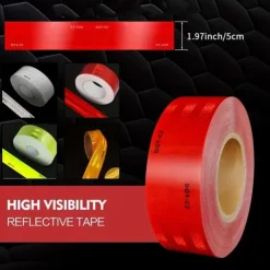 High-Visibility DOT-C2 Reflective Tape - 1pc Heavy-Duty Waterproof Safety Warning Sticker for Night Visibility and Hazard Caution Ideal for Trailers, Trucks, Bicycles, Outdoor Use