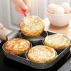 4-Hole Non-Stick Fry Pan with Wooden Handle - Perfect for Eggs, Pancakes, Burgers & More!