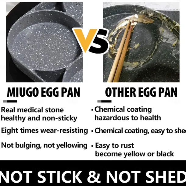 4-Hole Non-Stick Fry Pan with Wooden Handle - Perfect for Eggs, Pancakes, Burgers & More!