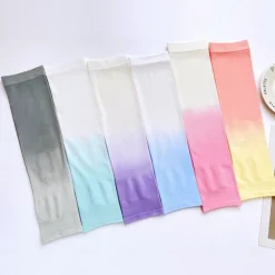 Home Gradient Ice Silk Arm Sleeves UV Protection Cooling UPF 50+ Sun Sleeves Sunscreen Covers Compression Warmer Gloves for Men Women Running Cycling Driving Fishing Colour Gradient
