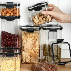 Home Kitchen Moisture-Proof Sealed Jar Grains Household Kitchen Storage Box Food-Grade Transparent Plastic Storage Jar 1PCS
