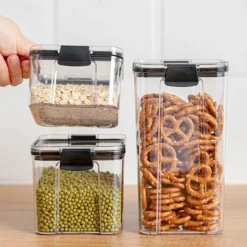 Home Kitchen Moisture-Proof Sealed Jar Grains Household Kitchen Storage Box Food-Grade Transparent Plastic Storage Jar 1PCS