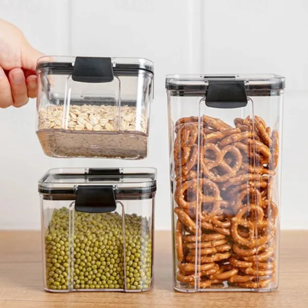 Home Kitchen Moisture-Proof Sealed Jar Grains Household Kitchen Storage Box Food-Grade Transparent Plastic Storage Jar 1PCS