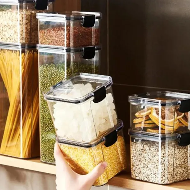 Home Kitchen Moisture-Proof Sealed Jar Grains Household Kitchen Storage Box Food-Grade Transparent Plastic Storage Jar 1PCS