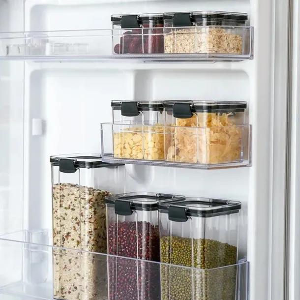 Home Kitchen Moisture-Proof Sealed Jar Grains Household Kitchen Storage Box Food-Grade Transparent Plastic Storage Jar 1PCS