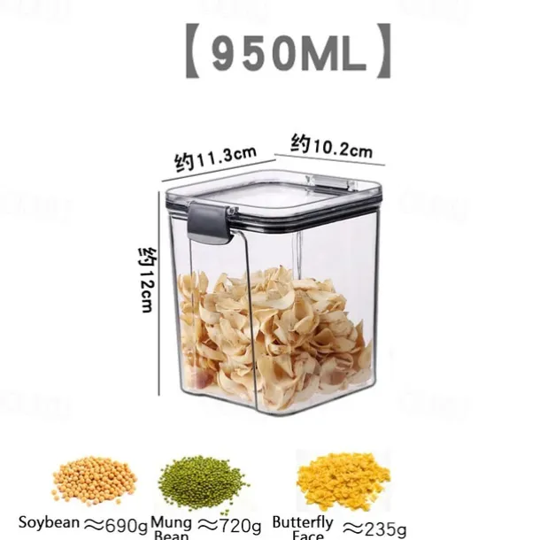 Home Kitchen Moisture-Proof Sealed Jar Grains Household Kitchen Storage Box Food-Grade Transparent Plastic Storage Jar 1PCS