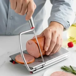 Home Kitchen Tools Stainless Steel Cheese Slicer Wire Cutter With Scale Measuring Board Nonslip Base Cheese Butter Cake Ham Cut Stainless Steel Cheese Slicer With Scale Slicer Household Baking Tool