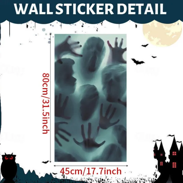 Horror Window Decoration Sticker,PVC Self-Adhesive Bloody Handprint Footprints Knife Stickers Glass Window Floor Decorative Clings Decals for Halloween Party