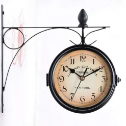 Hot Classic Retro Wall Clock Double Sided Outside Bracket Clock Home Decoration