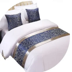 Hotel Bed Runner Bed Tail Scarf Hotel Simple Modern Chinese Gold Bed Cover Bed Tail Cushion Hugging Pillow Case