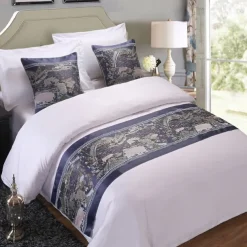 Hotel Bed Runner Bed Tail Scarf Hotel Simple Modern Chinese Gold Bed Cover Bed Tail Cushion Hugging Pillow Case