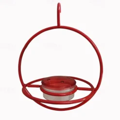 Hummble Slim Hummingbird Feeder Circular Hanging Hummingbird Feeder, Glass Bottle Humming Bird Feeder with Circular Metal Frame and Perch, Outdoor Hanging Humming Bird Feeder