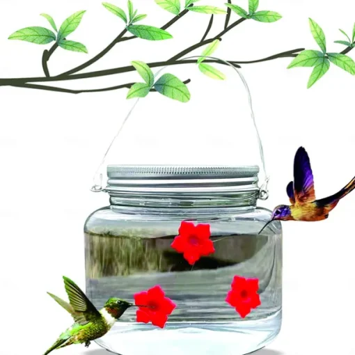 Hummingbird Feeders for Outdoors Portable Applies to All Birds, Bottle Hanging Humming Bird Feeder Outside, Leak-Proof Easy to Clean and Fill, with 3 Feeding Port