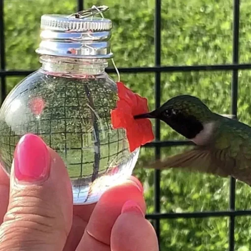 Hummingbird Feeders for Outdoors Portable Applies to All Birds, Bottle Hanging Humming Bird Feeder Outside, Leak-Proof Easy to Clean and Fill, with 3 Feeding Port