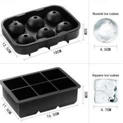 Ice Cube Molds, Large Silicone Whiskey Ice Cube & Sphere Mold, 2-Inch Round & Square Trays with Lids for Cocktails & Bourbon
