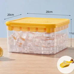 Ice Cube Trays Set, the press ice grid Plastic Ice Cube Tray with Lid & Bin - Perfect for Freezer, Whiskey & Cocktails - Easy Release & Space Saving