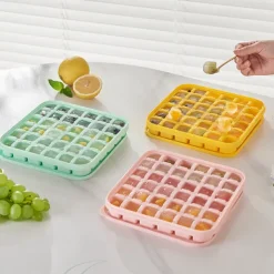 Ice Cube Trays Set, the press ice grid Plastic Ice Cube Tray with Lid & Bin - Perfect for Freezer, Whiskey & Cocktails - Easy Release & Space Saving