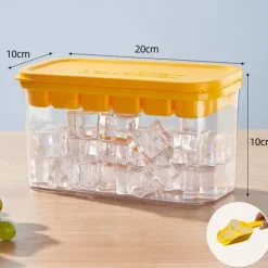 Ice Cube Trays Set, the press ice grid Plastic Ice Cube Tray with Lid & Bin - Perfect for Freezer, Whiskey & Cocktails - Easy Release & Space Saving