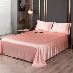 Ice Silk Bed Sheet Single Piece Satin Cloth Cool Silk Bed Sheet Imitation Silk Bed Sheet Pillowcase Three-piece Set