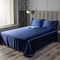 Ice Silk Bed Sheet Single Piece Satin Cloth Cool Silk Bed Sheet Imitation Silk Bed Sheet Pillowcase Three-piece Set