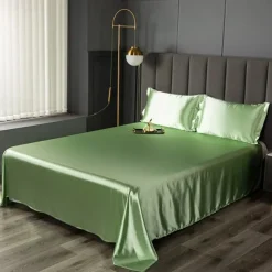 Ice Silk Bed Sheet Single Piece Satin Cloth Cool Silk Bed Sheet Imitation Silk Bed Sheet Pillowcase Three-piece Set