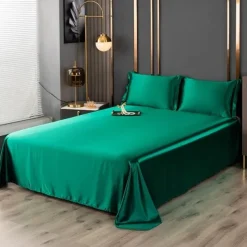 Ice Silk Bed Sheet Single Piece Satin Cloth Cool Silk Bed Sheet Imitation Silk Bed Sheet Pillowcase Three-piece Set