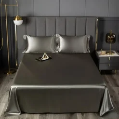 Ice Silk Bed Sheet Single Piece Satin Cloth Cool Silk Bed Sheet Imitation Silk Bed Sheet Pillowcase Three-piece Set