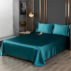 Ice Silk Bed Sheet Single Piece Satin Cloth Cool Silk Bed Sheet Imitation Silk Bed Sheet Pillowcase Three-piece Set