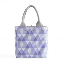 Imitation Hemp Insulated Lunch Bag – Portable Handheld Food Carrier for Students, Fresh-Keeping Picnic Tote