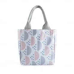 Imitation Hemp Insulated Lunch Bag – Portable Handheld Food Carrier for Students, Fresh-Keeping Picnic Tote