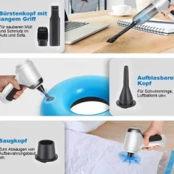 3-in-1 Handheld Vacuum Cleaner Battery, Wireless Mini Handheld Vacuum Cleaner, Portable Car Vacuum Cleaner Wet and Dry with Washable Filter, Powerful Handheld Vacuum Cleaner for Car, Office