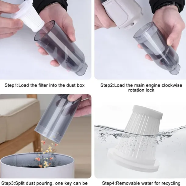 3-in-1 Handheld Vacuum Cleaner Battery, Wireless Mini Handheld Vacuum Cleaner, Portable Car Vacuum Cleaner Wet and Dry with Washable Filter, Powerful Handheld Vacuum Cleaner for Car, Office