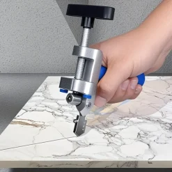 2-in-1 Manual Glass & Tile Cutter with Diamond Roller Wheel - Precision Cutting Tool for DIY & Construction, Adjustable Metal Base & Clamps, Lightweight Portable Design