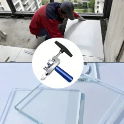2-in-1 Manual Glass & Tile Cutter with Diamond Roller Wheel - Precision Cutting Tool for DIY & Construction, Adjustable Metal Base & Clamps, Lightweight Portable Design