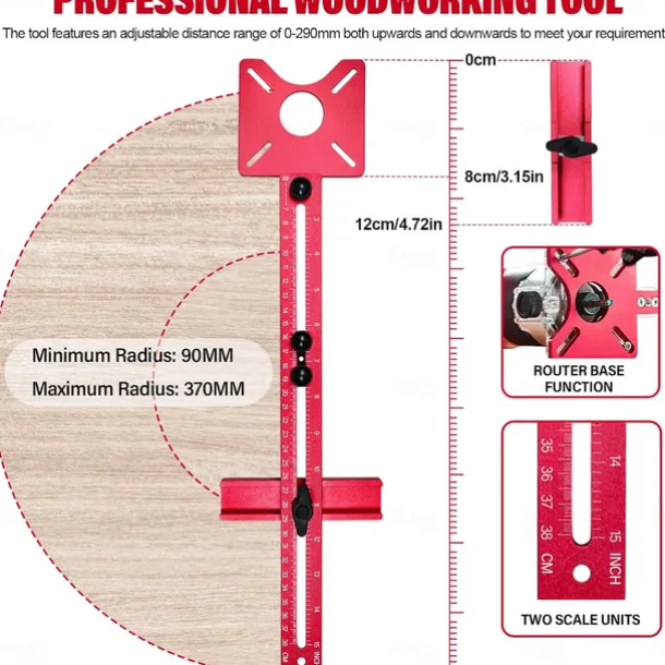 4-in-1 Milling Template Router Holder, Multifunctional Cabinet Hardware Jig and Router Guide, Router Circle Cutting Device for Router Tool, Adjustable Milling Fixture