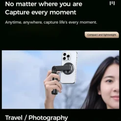 4-in-1 Multifunctional Magnetic Selfie Stick, 360 Rotation Phone Tripod with Wireless Remote for iPhone & Android, Phone Stand for Video Recording & Vlogging - Portable Travel