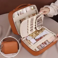 3-in-1 Multifunctional PU Cosmetic Bag, Large Capacity and Premium Portable Makeup Brush Organizer, Travel Makeup Case, Mother's Day Gift for Wome