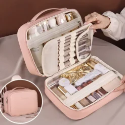 3-in-1 Multifunctional PU Cosmetic Bag, Large Capacity and Premium Portable Makeup Brush Organizer, Travel Makeup Case, Mother's Day Gift for Wome